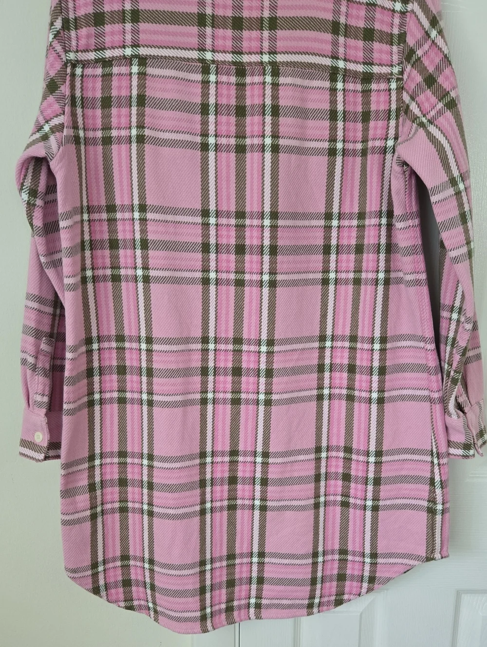 Outerknown Blanket Shirt Dress Pink Plaid Button Front Organic Cotton Shacket